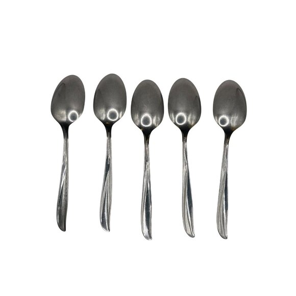 Oneida Twin Star Stainless Steel Teaspoons Set Of 5 flatware silverware glossy - Picture 4 of 5